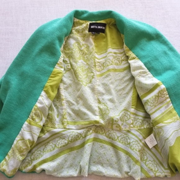 Beta House Small Green Peplum Blazer Jacket With Floral Lining - Picture 5 of 8